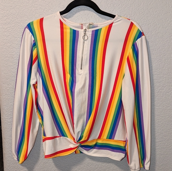 Marci Rainbow Stripe Top size Large - Picture 3 of 15